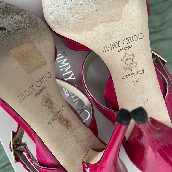 Jimmy Choo Fuchsia Patent Leather Open Toe Lumiere D'Orsay Pumps Women's EUR 41 - Picture 3 of 7